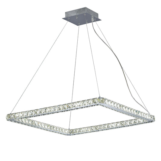 Diyas Galaxy  Square Large 36W LED 4000K Polished Chrome/Crystal Ceiling Pendant Light Fitting
