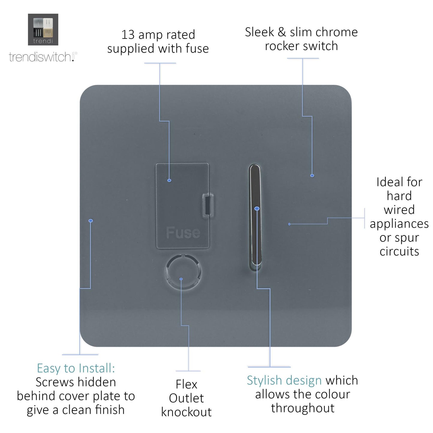 Trendi Artistic Modern Glossy Tactile Fused Spur Switch Warm Grey