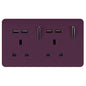 Trendi 2 Gang Artistic Modern Glossy 13 Amp 4x2.1mA USB Switched Tactile Plug Socket Plum
