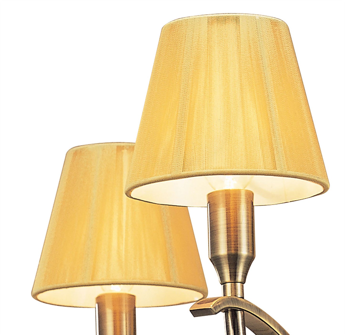 Mantra Siena 55cm Pendant Round 4 Light E14, Antique Brass with Amber Cream Shades and Amber Crystal