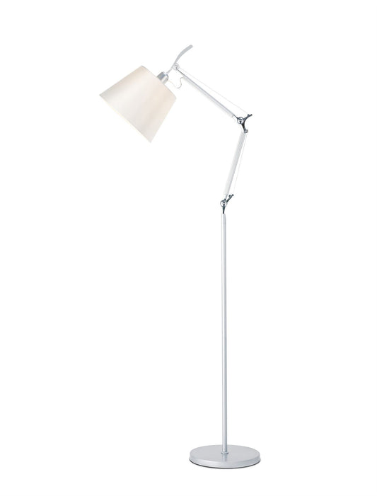 Deco Karis Adjustable Floor Lamp 1 Light E27 Silver/Polished Chrome c/w Cream Pearl Shade