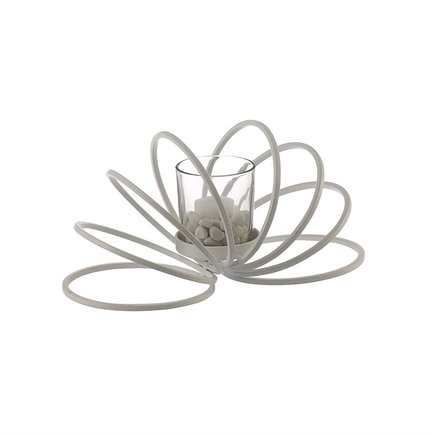 Diyas Home (DH) Oreo Candle Holder 8 Ring Small White/Clear Glass Art