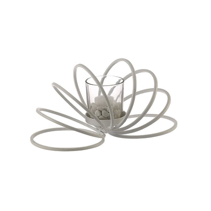 Diyas Home (DH) Oreo Candle Holder 8 Ring Small White/Clear Glass Art