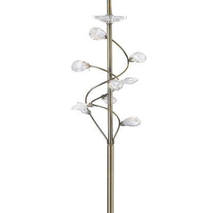 Diyas Willow Floor Lamp with Cream Shade 1 Light E27 Antique Brass/Crystal