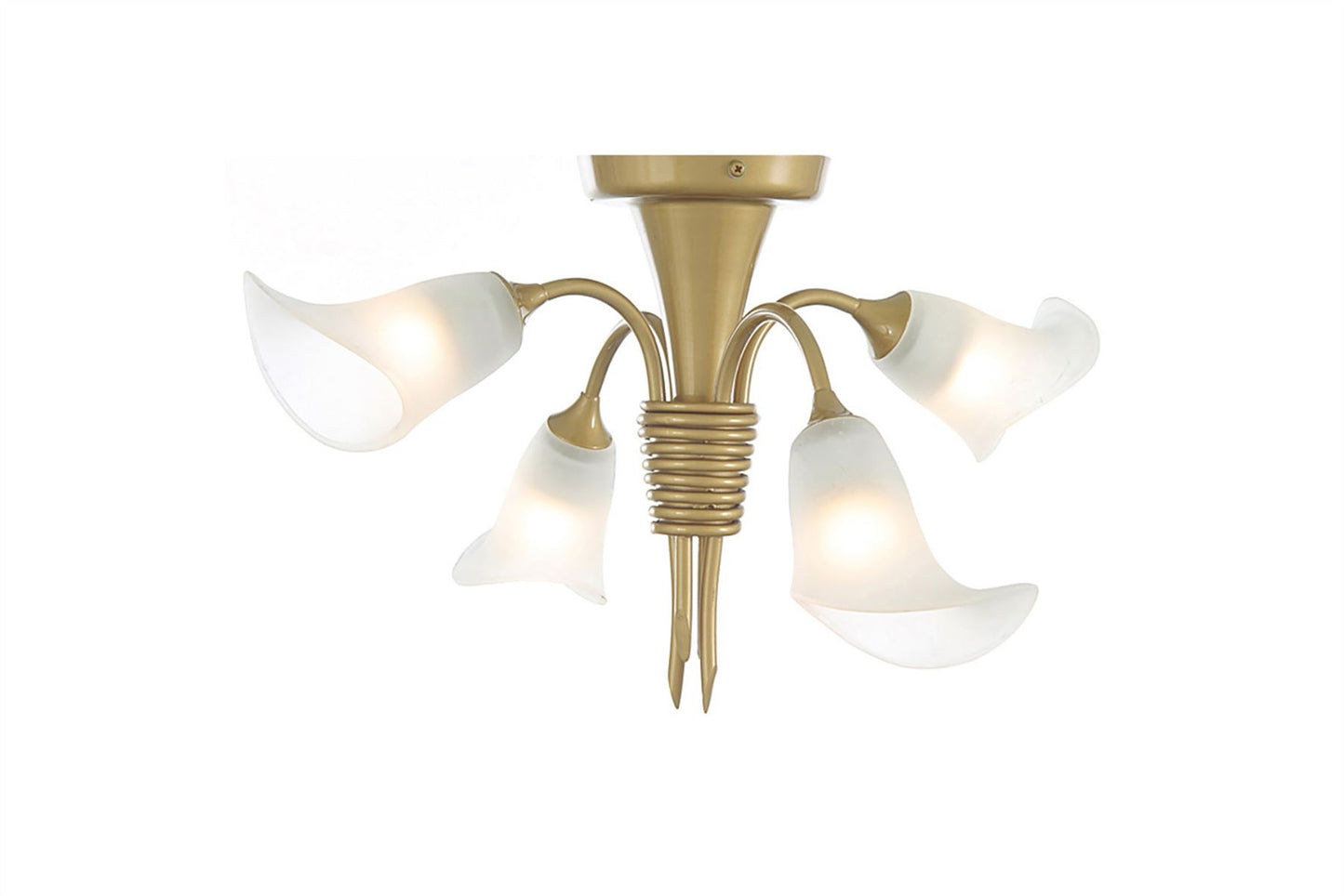 Diyas Ancona 47cm Semi Flush 4 Light G9 Satin French Gold/Frosted Glass