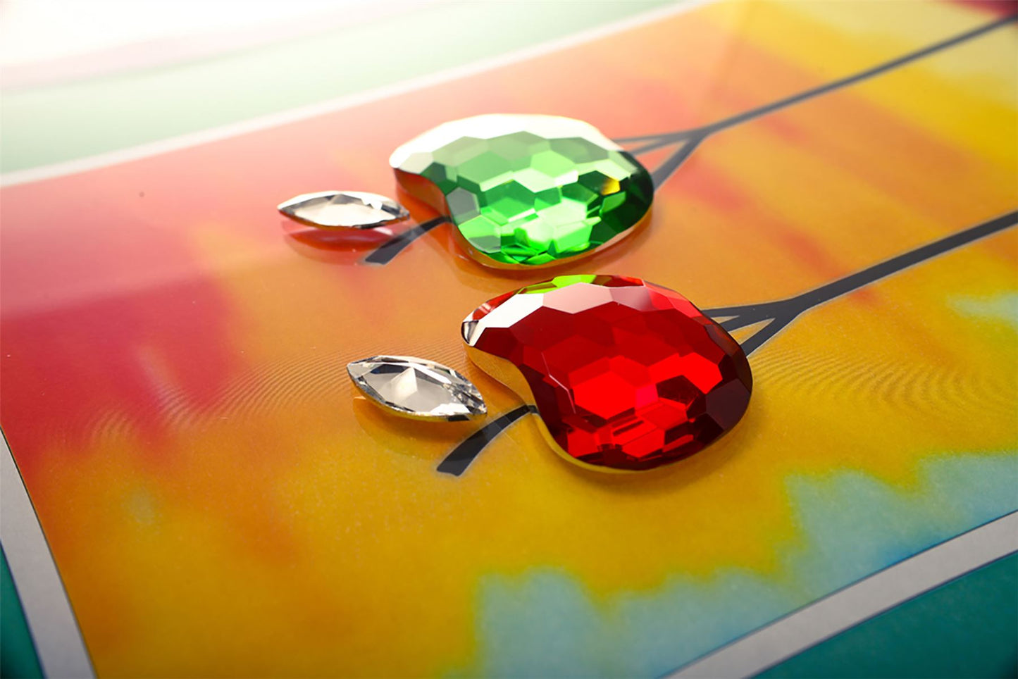 Diyas Home Crystal Wall Art (DH) Nature Apples, Black Frame, Amber, Green, Red Crystal Framed