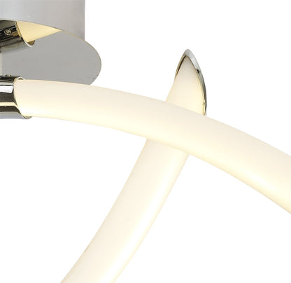Mantra Armonia Semi Flush Small Loop, 18W LED, 3000K, 1350lm, Polished Chrome/Frosted Acrylic, 3yrs Warranty Ceiling