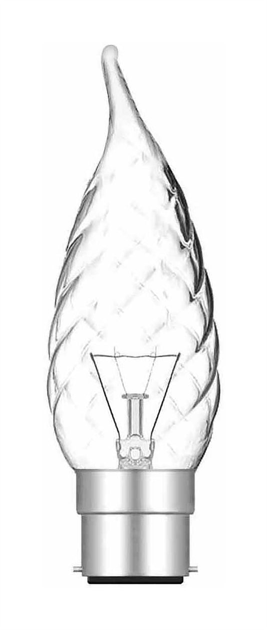 Luxram Candle Tip Twisted Clear B22 60W Incandescent