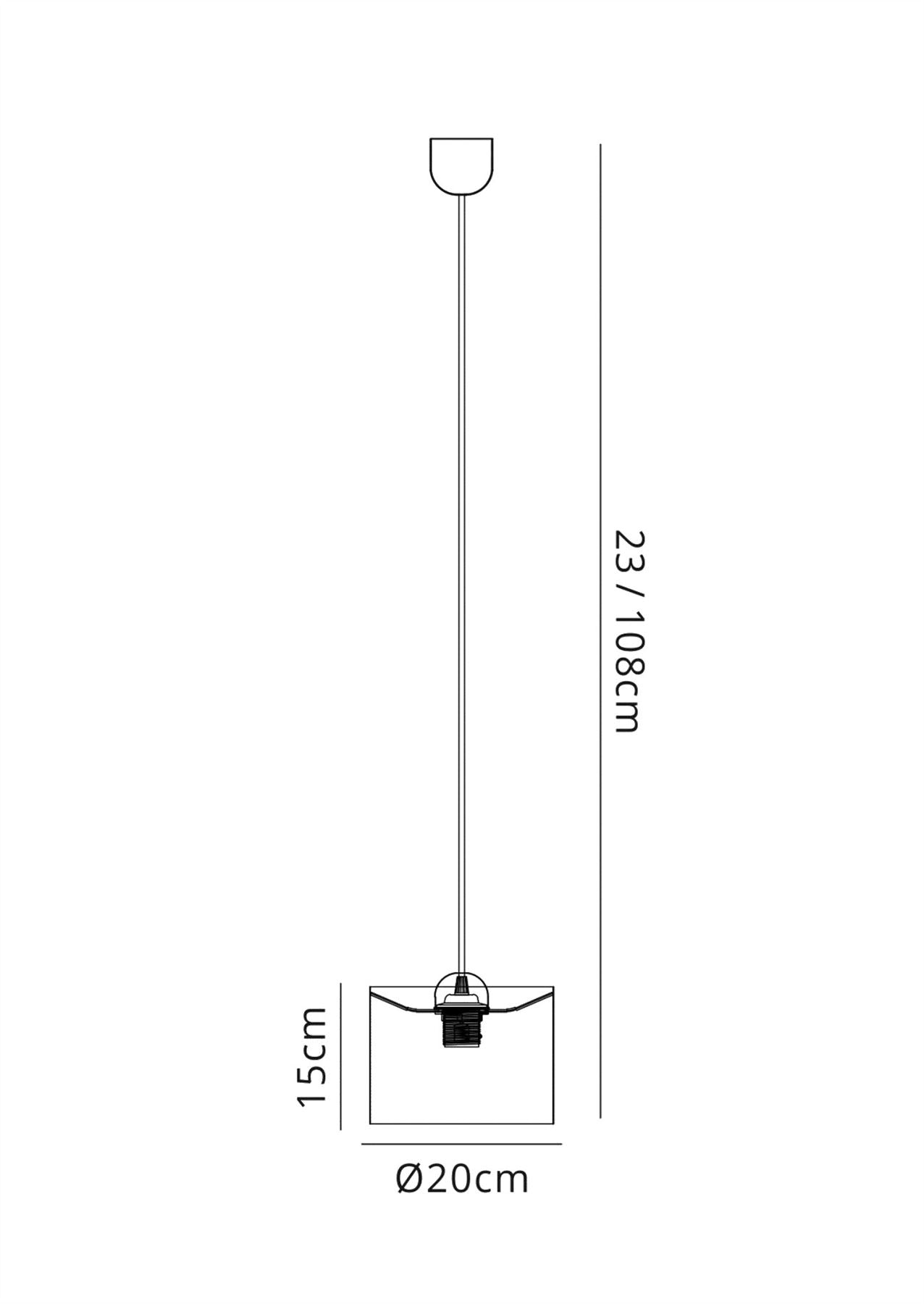 Deco Dako Black Pendant 1 Light E27 with 200 x 150mm Metallic Bronze Finish Cylinder Shade, c/w Ceiling Bracket