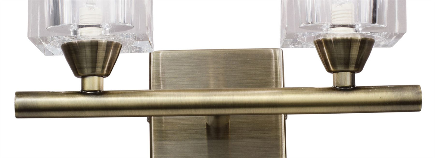 Mantra Cuadrax Wall Switched 2 Light G9, Antique Brass