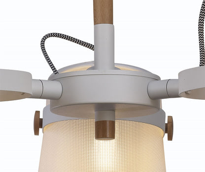 Mantra M5461 Nordica II Position Pendant 3 Light 3x23W E27, White/Beech with White Shades
