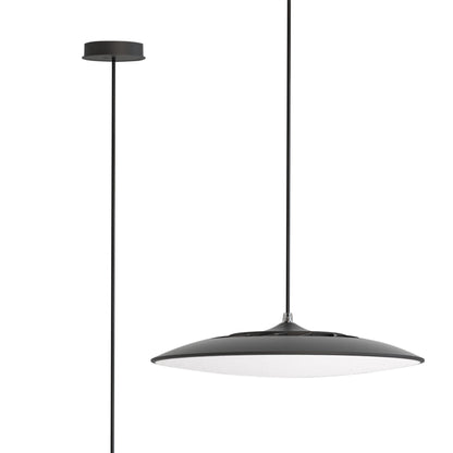 Mantra Slim LED Pendant 25cm Round 16W LED, 3000K, 1400lm, Black, 3yrs Warranty
