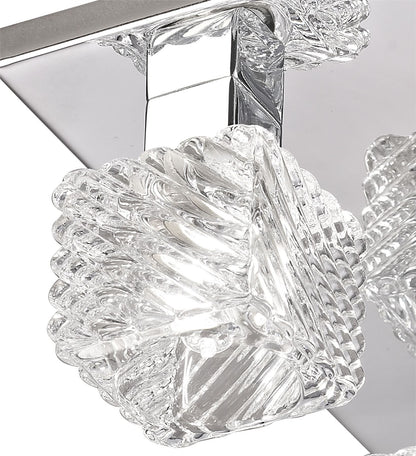 Deco Accor Ceiling Flush 5 Light G9, 230mm Square, Polished Chrome/Clear Glass