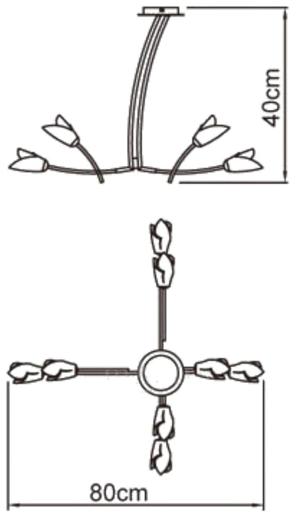 Mantra Pietra Pendant 4 Arm 8 Light G9, Antique Brass