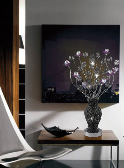 Diyas Home Nevada Aluminium (DH) Nevada Crystal Table Lamp 4 Light G4 Black/Purple, NOT LED/CFL Compatible