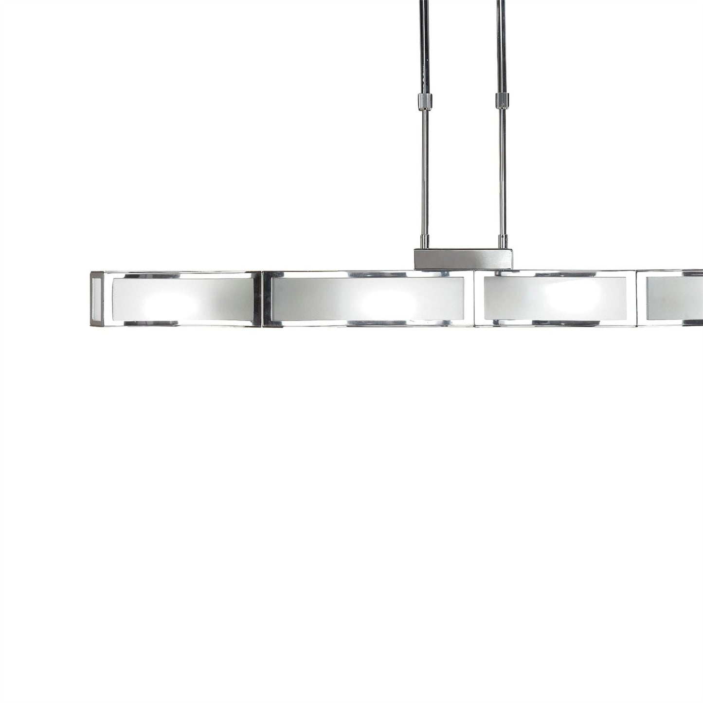 Mantra Duna GU10 Linear Pendant 4 Light L1, SGU10 Bar, Polished Chrome, White Acrylic, CFL Lamps INCLUDED