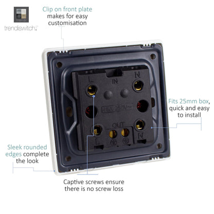 Trendi Switch 1 Gang 45 Amp Modern Designer Cooker Switch with Neon in Carbon Fibre