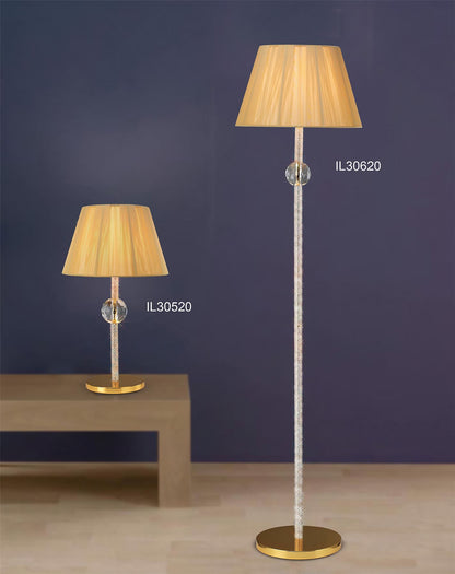 Diyas Elena Floor Lamp WITHOUT SHADE 1 Light E27 Gold/Crystal