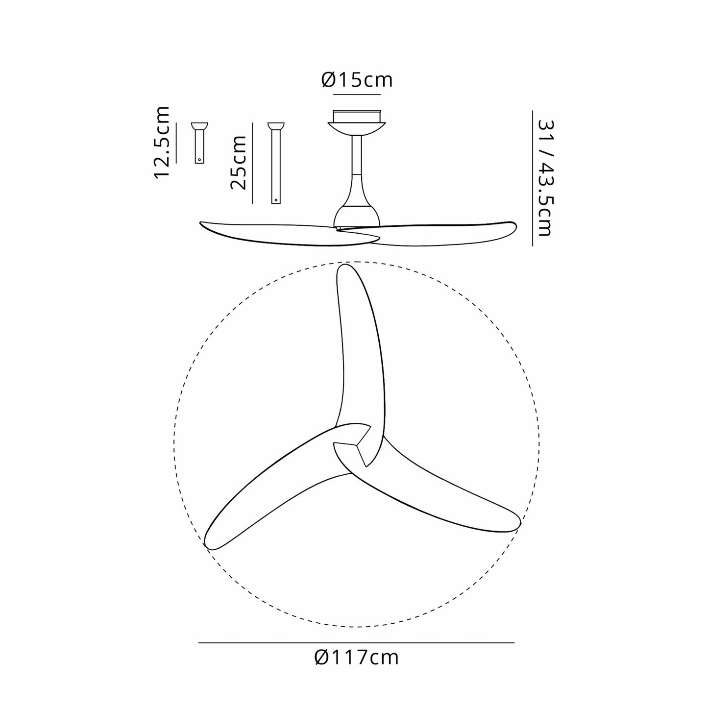 Ipanema IP44 1.2m 32W DC Fan With Remote Control, White, 5yrs Warranty