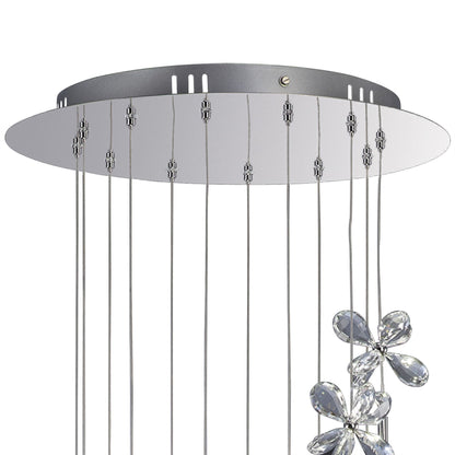 Diyas Aviva 45cm  12 Light 4000K LED Polished Chrome/Crystal Ceiling Pendant Light Fitting