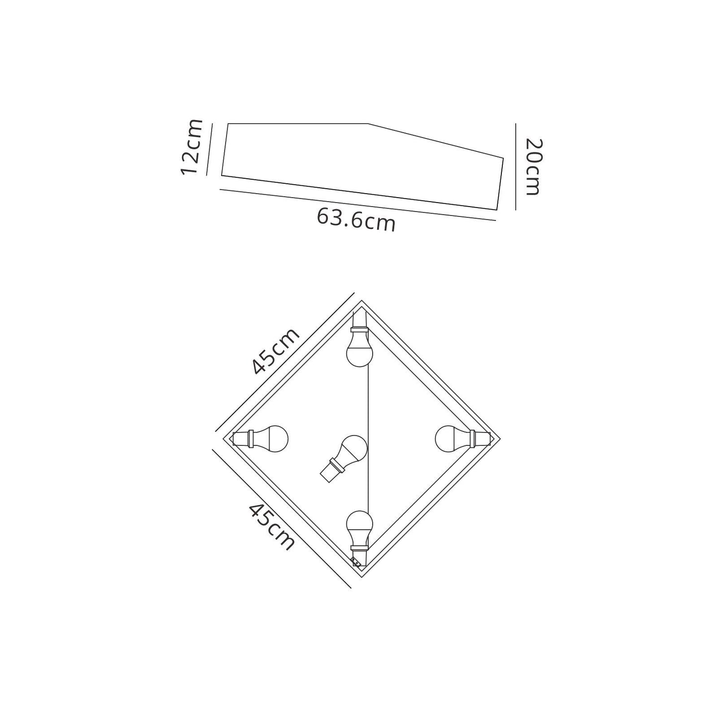 Mantra M6163 Mini Ceiling 45cm Square, 5 x E27 (Max 20W), Silver - M6163 Ceiling