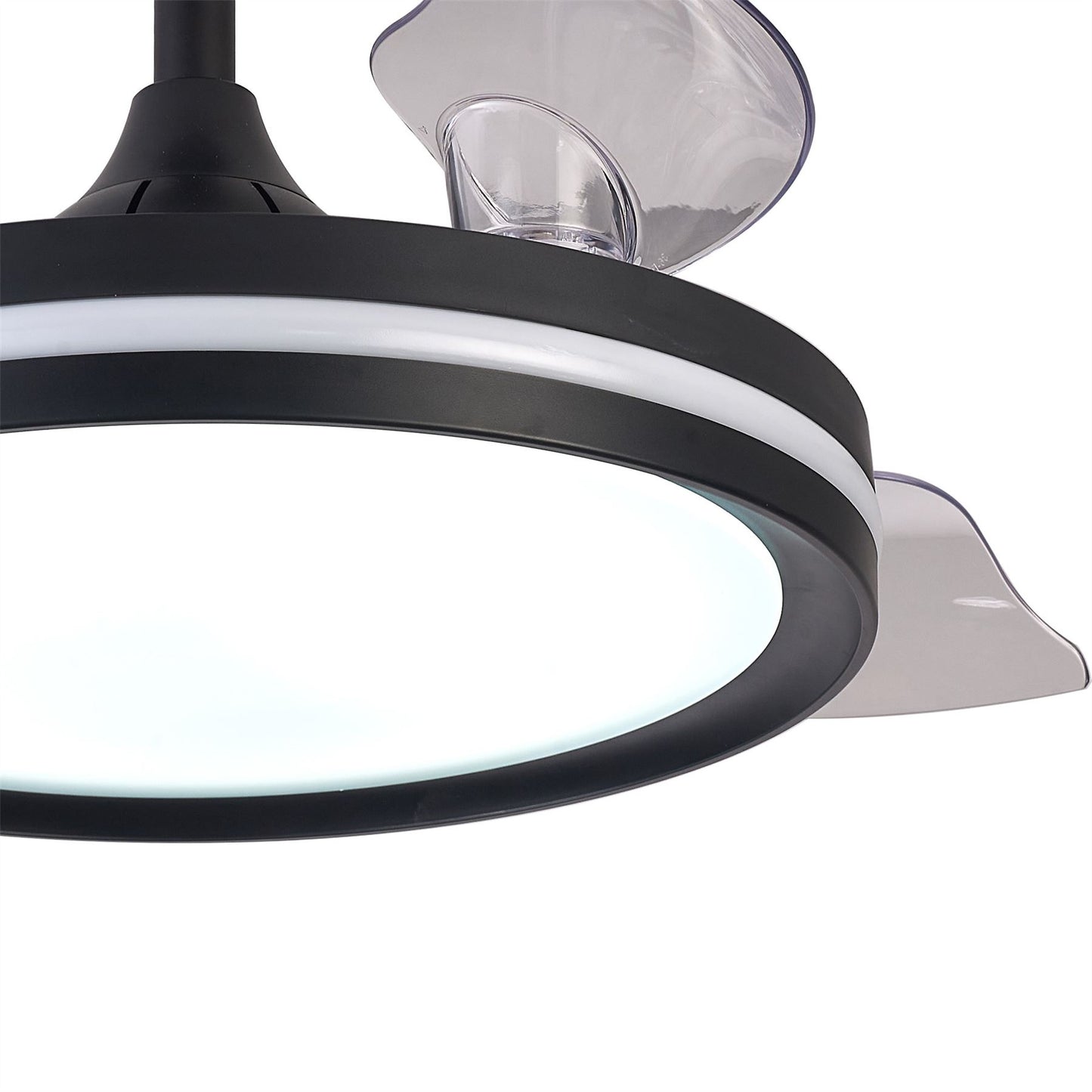North 40W LED Dimmable White/RGB Ceiling Light With Built-In 28W DC Reversible Fan, Remote Control 3000-6500K, 2500lm, Black, 5yrs Warranty
