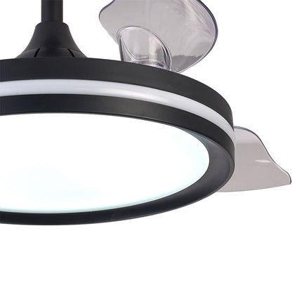 North 40W LED Dimmable White/RGB Ceiling Light With Built-In 28W DC Reversible Fan, Remote Control 3000-6500K, 2500lm, Black, 5yrs Warranty
