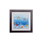 Diyas Home Crystal Wall Art (DH) Aqua Swimming Fish, Black Frame, Amber, Blue, Clear Crystal Framed