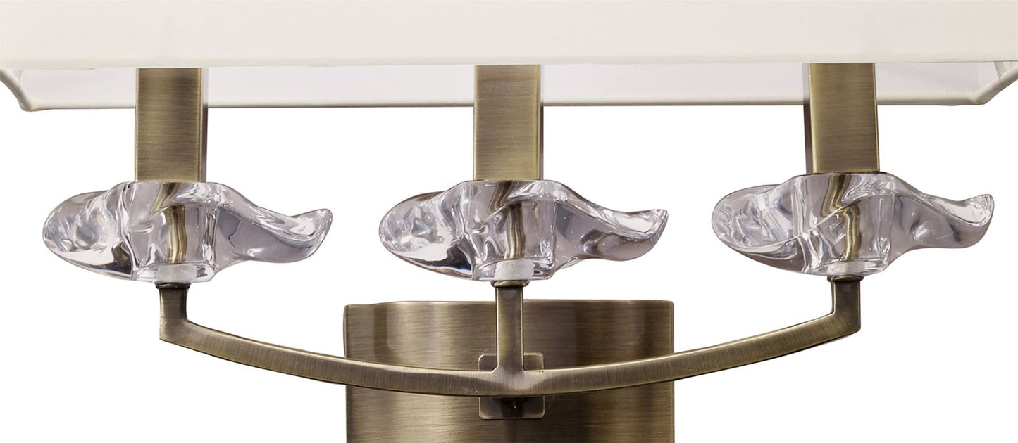 Mantra Akira Wall Light Switched 3 Light E14, Antique Brass with Cream Shade
