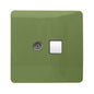 Trendi Artistic Modern Glossy Tactile TV Co-axial Socket + Telephone Socket Moss Green