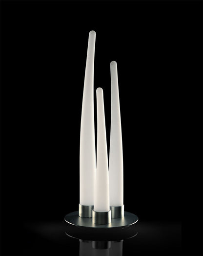 Mantra Estalacta Table Lamp 3 Light GU10 Indoor/Outdoor IP44, Silver/Opal White