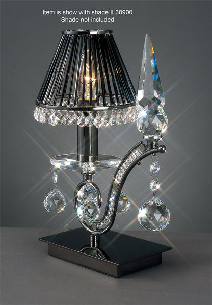 Diyas Tara Crystal Table Lamp 1 Light E14 Black Chrome, NOT LED/CFL Compatible