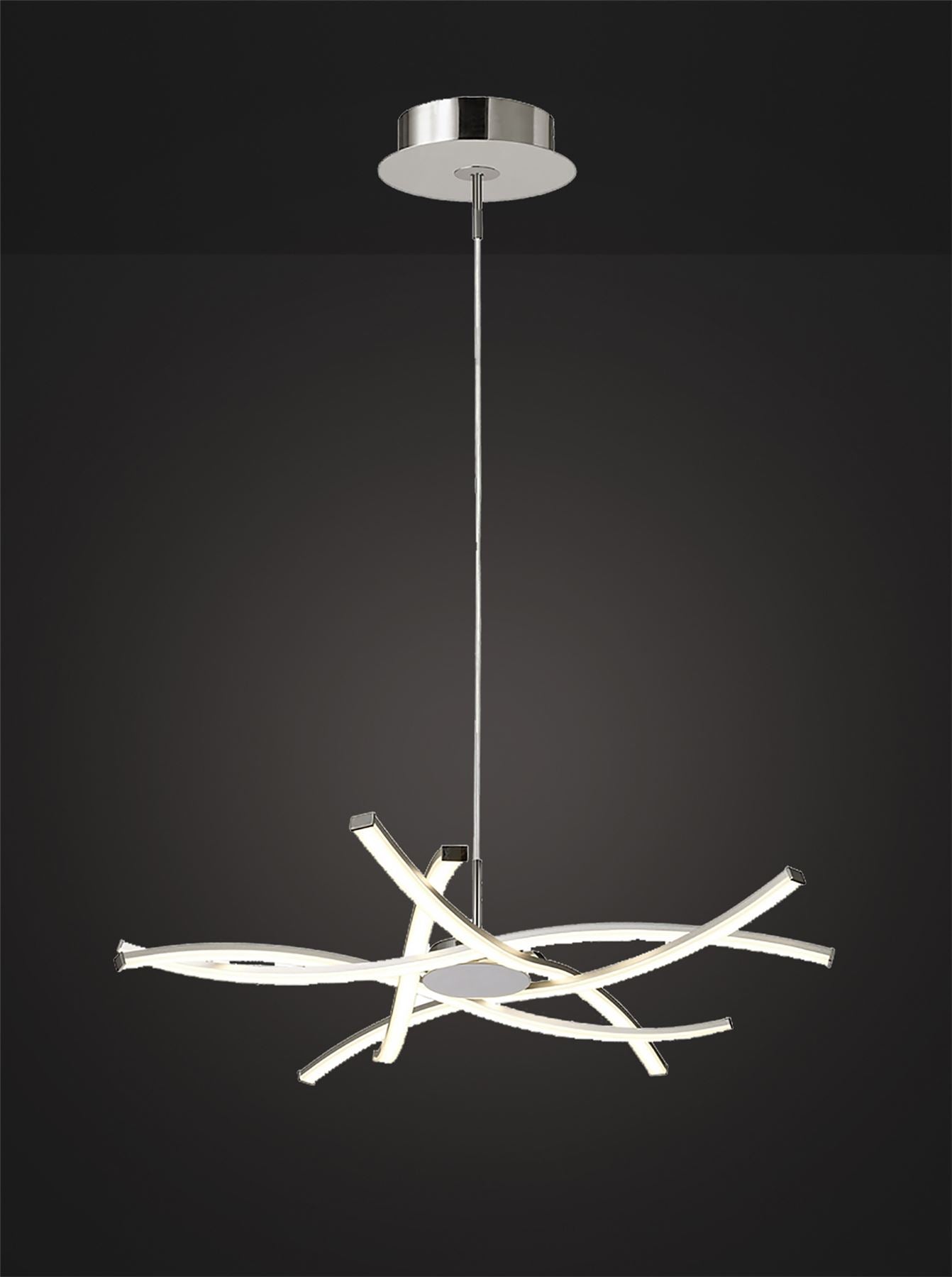 Mantra M5914 Aire LED Pendant 69cm Round 42W 3000K, 3700lm, Silver/Frosted Acrylic/Polished Chrome, 3yrs Warranty