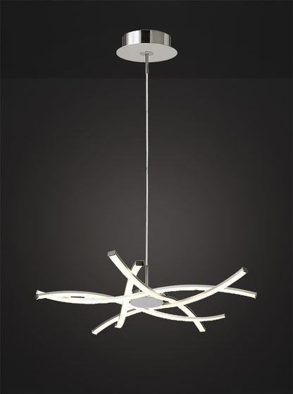 Mantra M5914 Aire LED Pendant 69cm Round 42W 3000K, 3700lm, Silver/Frosted Acrylic/Polished Chrome, 3yrs Warranty