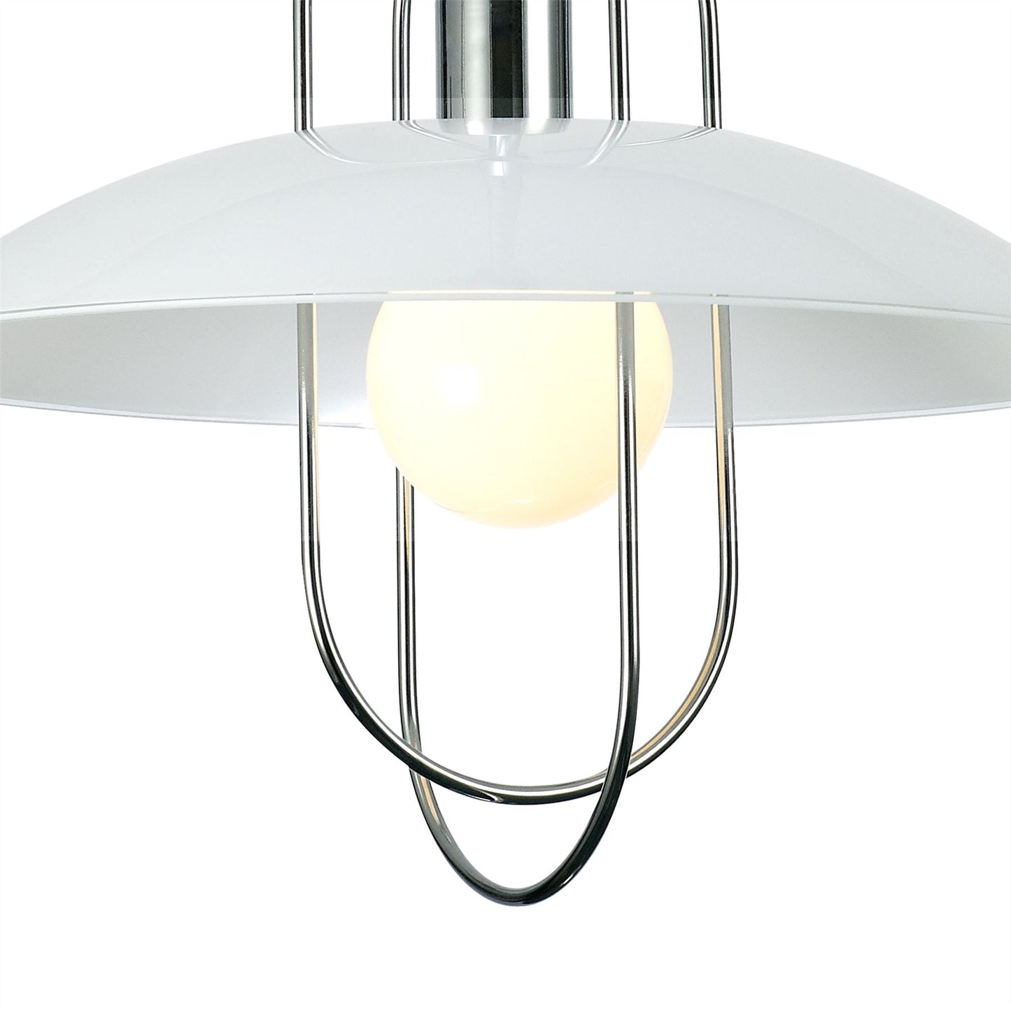 Deco Riva Rise & Fall Pendant 1 Light E27, Polished Chrome/Opal White Glass Shade