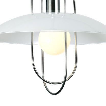 Deco Riva Rise & Fall Pendant 1 Light E27, Polished Chrome/Opal White Glass Shade