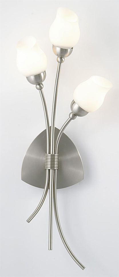 Diyas Rimini Wall Light 3 Light G9 Satin Chrome/Opal Glass