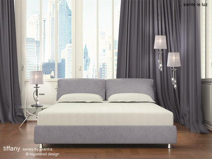 Mantra M3868 Tiffany Table Lamp 1+1 Light E14+G9, Polished Chrome with White Shade & Clear Crystal