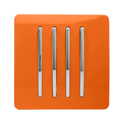 Trendi 4 Gang 2 Way Artistic Modern Glossy 10 Amp Rocker Tactile Light Switch Orange