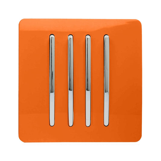 Trendi 4 Gang 2 Way Artistic Modern Glossy 10 Amp Rocker Tactile Light Switch Orange