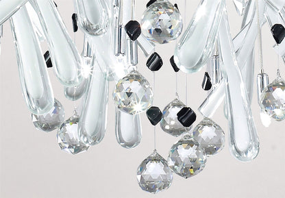 Diyas Class  Square 20 Light G4 Polished Chrome/White Glass/Crystal, NOT LED/CFL Compatible Ceiling Pendant Light Fitting