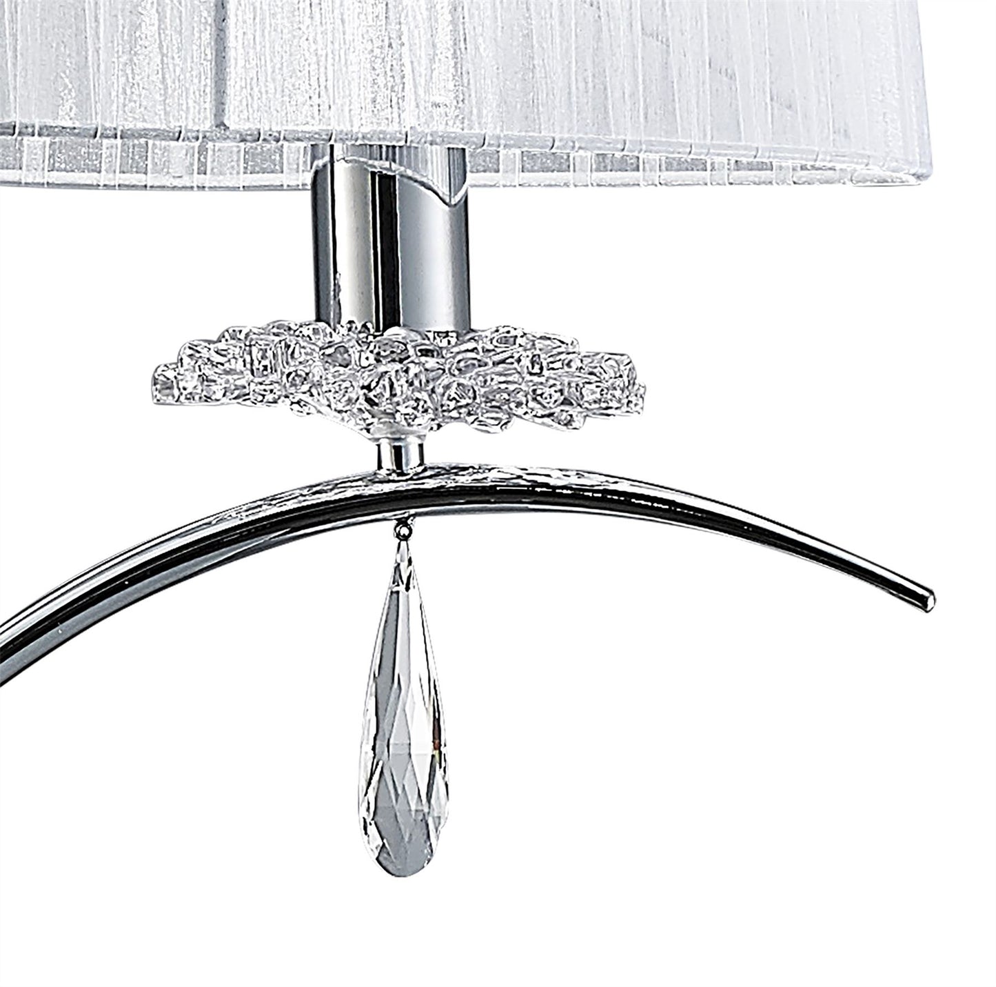 Mantra M5280 Louise Floor Lamp 2 Light E27 with White Shade Polished Chrome/Clear Crystal