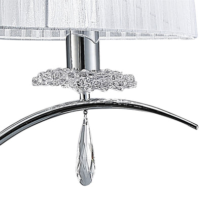 Mantra M5280 Louise Floor Lamp 2 Light E27 with White Shade Polished Chrome/Clear Crystal