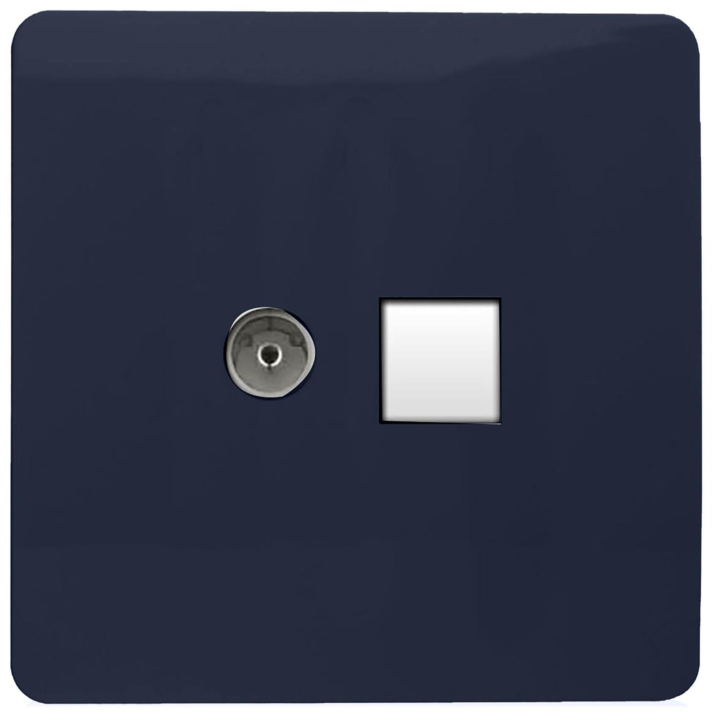 Trendi Modern Glossy Tactile TV Co-axial Socket+RJ45 Cat 5e&Cat 6 PC Ethernet Socket Navy