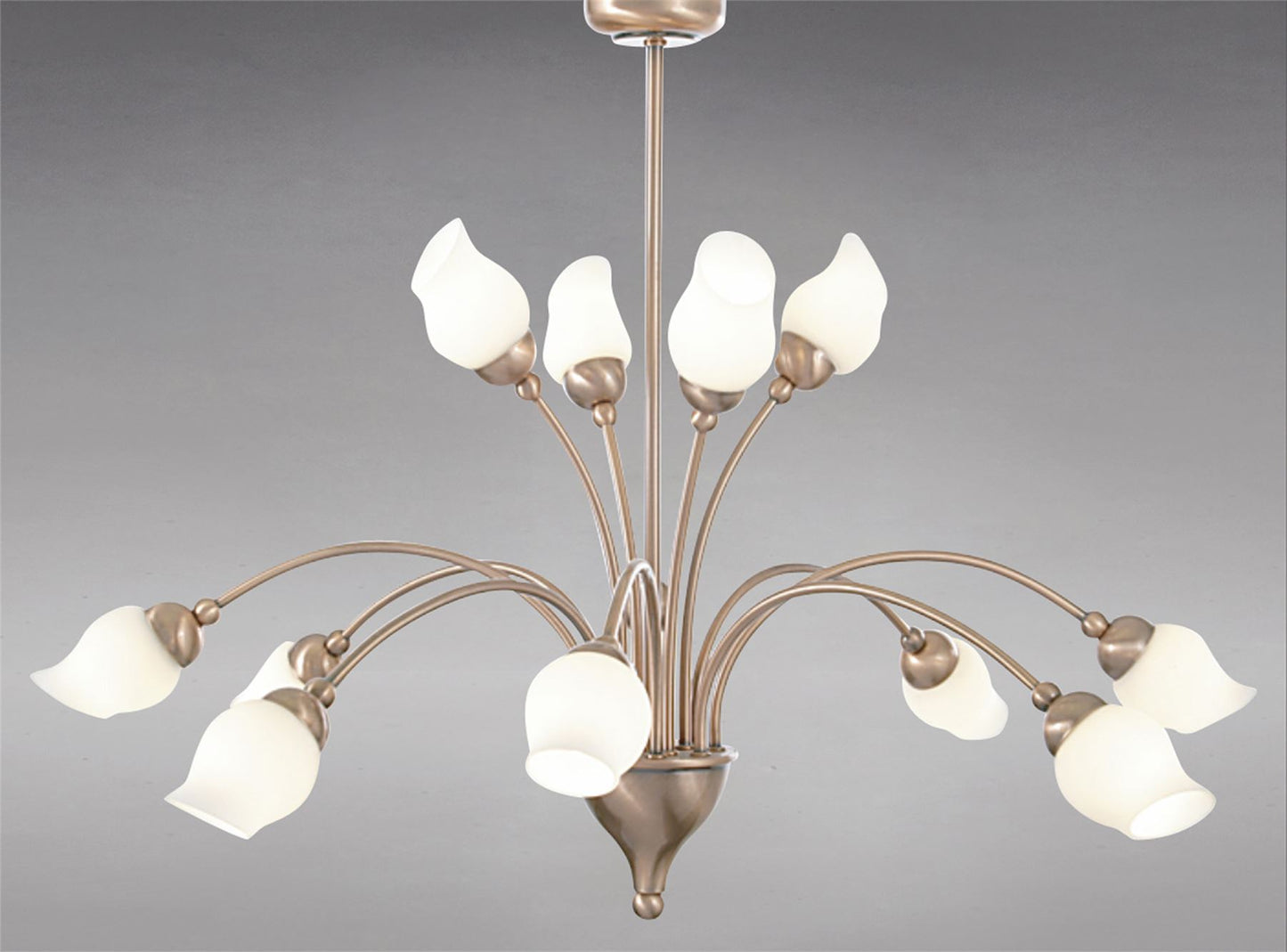 Diyas Rimini 69cm  12 Light G9 Antique Copper/Opal Glass Ceiling Pendant Light Fitting