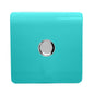 Trendi 1 Gang 2 Way 240V 100w LED Dimmer Screwless Raised Front Plate Plastic Artistic Modern Glossy 10 Amp Chrome Single Electrical Wall Light Switch in Bright Teal - ART-LDMBT