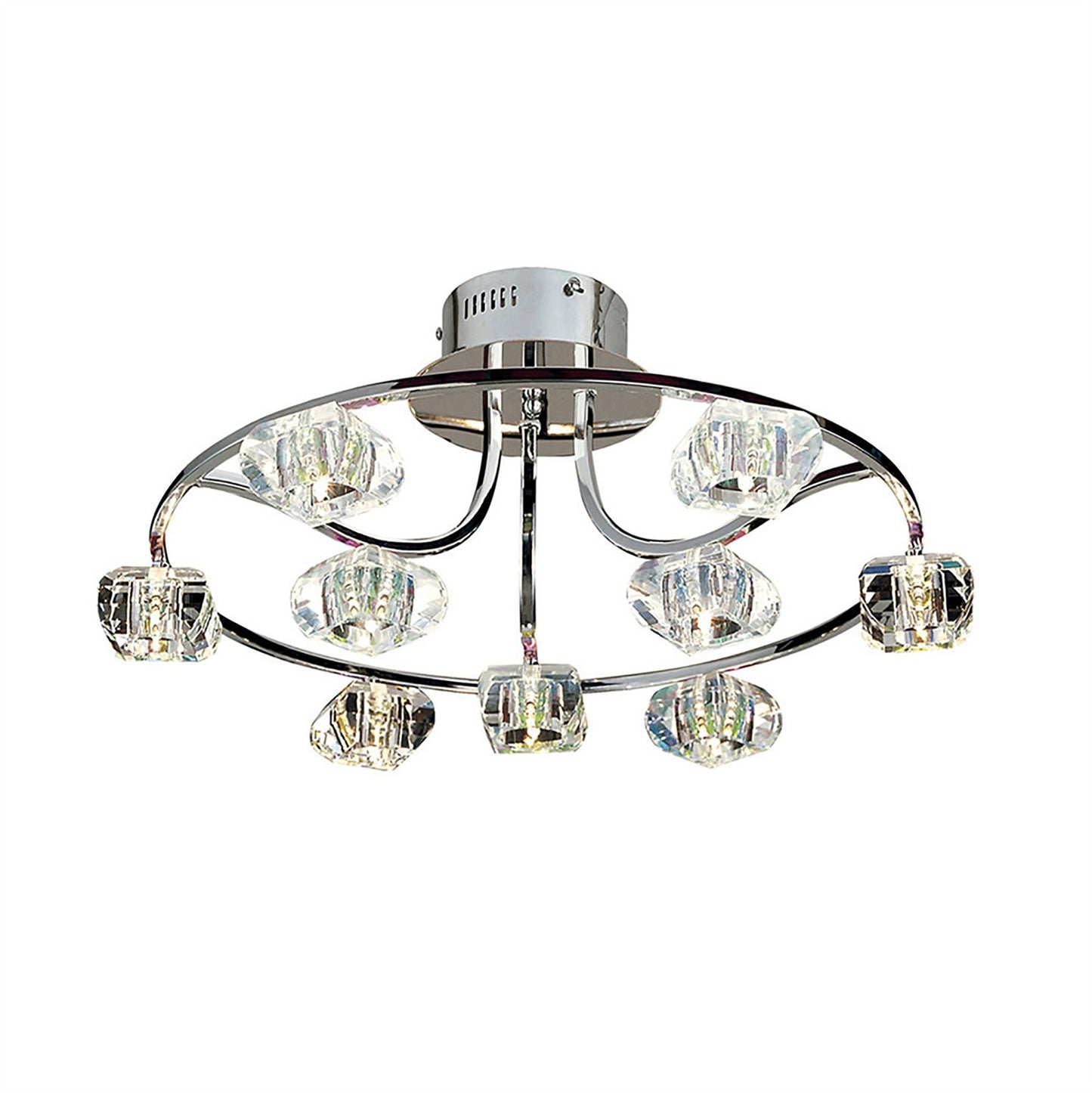 Diyas Polana 56cm Semi Flush Round 9 Light G4 Polished Chrome, NOT LED/CFL Compatible