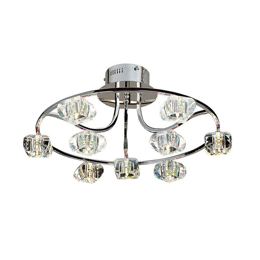 Diyas Polana 56cm Semi Flush Round 9 Light G4 Polished Chrome, NOT LED/CFL Compatible