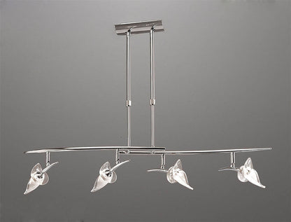 Mantra M0320 Flavia Telescopic Pendant Linear Bar 4 Light G9 with Adjustable Heads, Polished Chrome