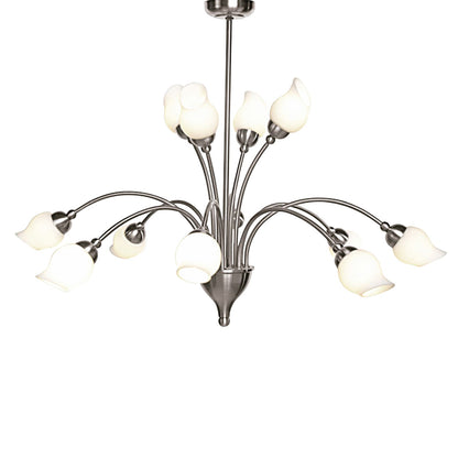 Diyas Rimini 69cm  12 Light G9 Satin Chrome/Opal Glass Ceiling Pendant Light Fitting